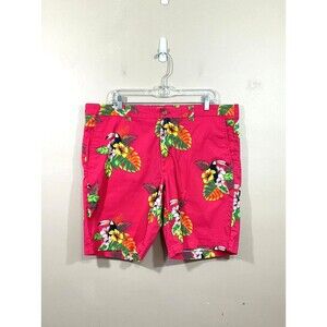 Club Room Mens Hawaiian Toucan Shorts 38 Pink Tropical Floral Beach Cruise Bird